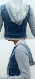 Jeans Jacket with Denim and Grey Melange combination /Ladies sizes XS to XL